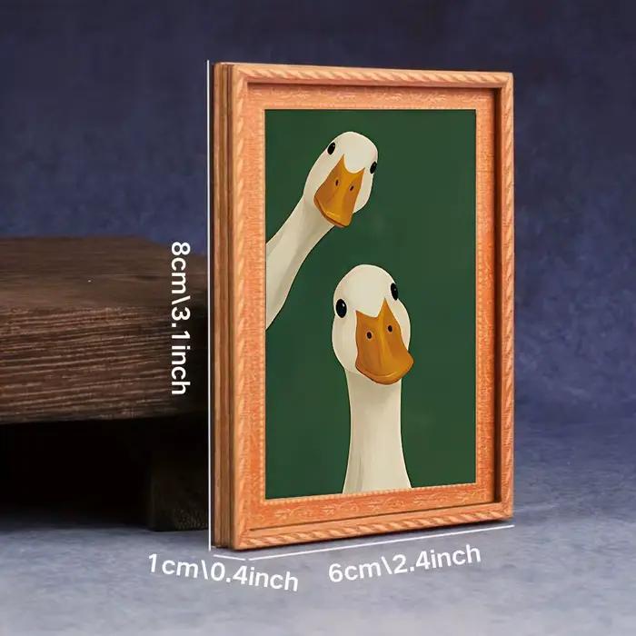 1 aimant de réfrigérateur original avec deux canards mignons, design mini cadre photo, petit cadre créatif pour photos suspendues, artisanat en bois, décoration amusante pour la maison, un aimant de r