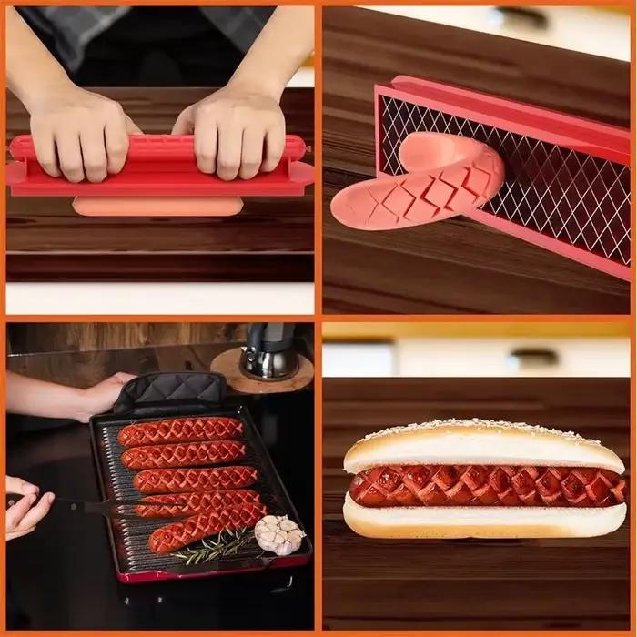 Coupe-saucisses et Hot Dog, fournitures de cuisine, nouveau trancheur de maille de précision à rainure transversale de qualité commerciale pour saucisses, outil de barbecue pour Hot Dog
