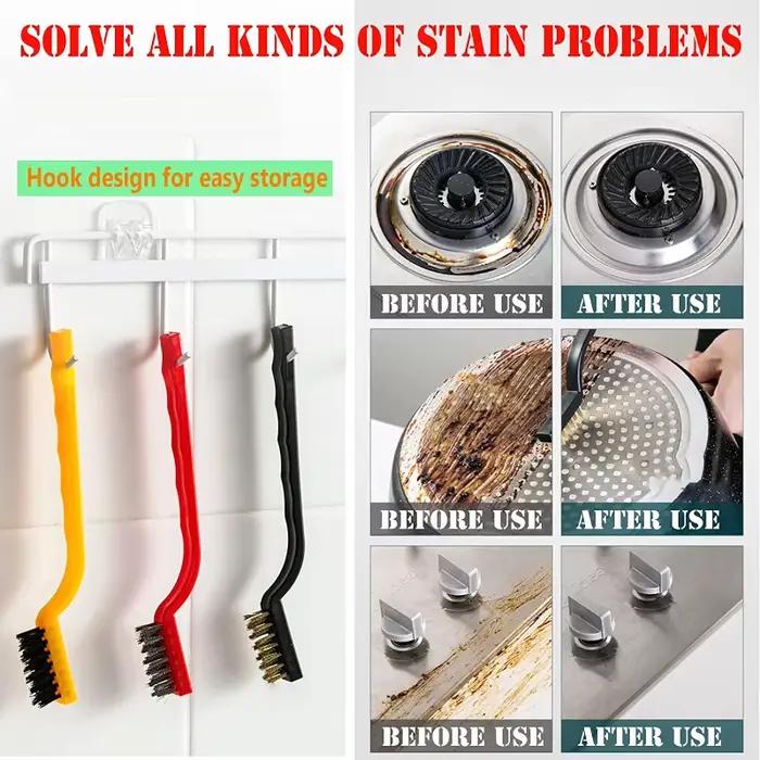 Brosses de nettoyage de cuisinière à gaz, outil de cuisine, brosses en Fiber métallique, brosse en fer, brosse métallique de nettoyage, brosse en cuivre, outils de nettoyage 3 pièces