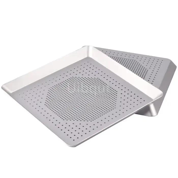 Plaque à pizza carrée antiadhésive en acier inoxydable pour pizza gâteau et pain à offrir pour occasions spéciales