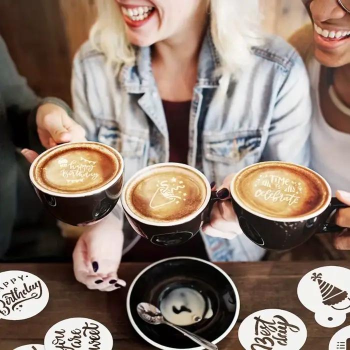 Ensemble de pochoirs d'art Latte professionnels, pour café, Cappuccino, gâteau, biscuits, décoration, moules de peinture en aérosol pour Desserts de vacances