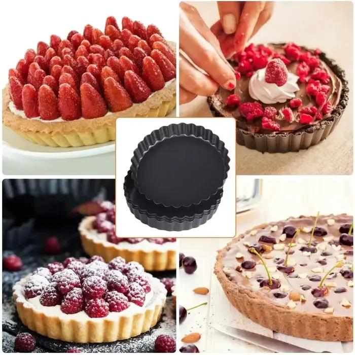 Mini moules à tarte aux œufs avec perfectionAstronomical Round, moule à gâteau antiadhésif, moule à muffins pour la cuisson de tartes aux fruits, quiches et desserts, 8 pièces, 4 po