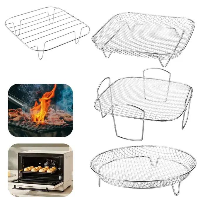 Support de friteuse à Air pour Ninja, double support de grillades rectangulaire en acier inoxydable, panier de friteuse à air chaud, accessoires de plateau