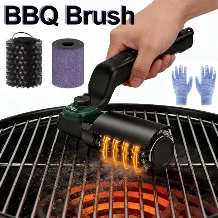 Brosse de gril électrique Rechargeable, brosse de barbecue à 3 vitesses puissantes pour Camping en plein air, brosse de nettoyage de gril automatique