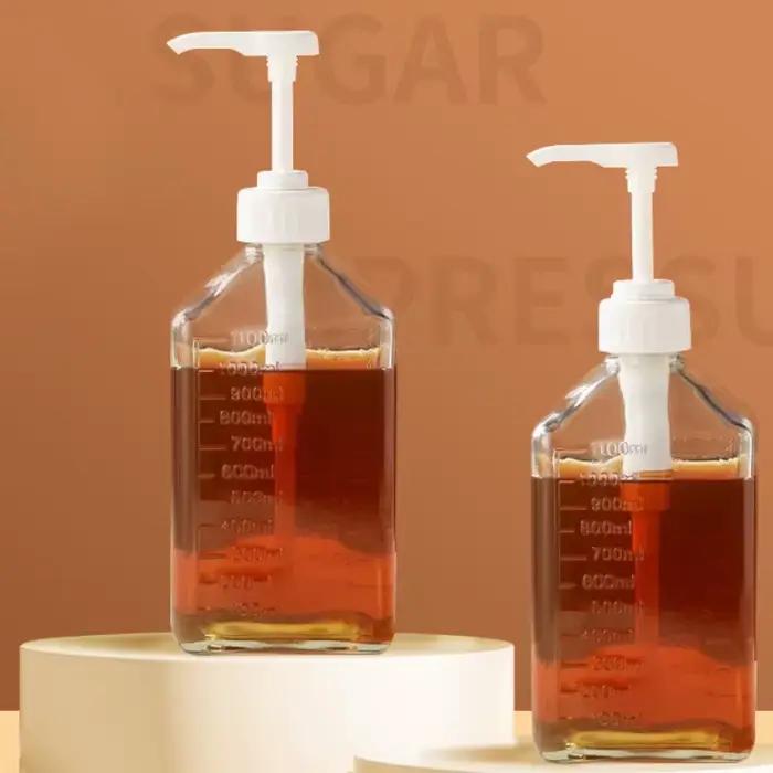 Distributeur de Sistressà Café Multifonction, Bouteille de Ketchup, Miel aiss, avec Pompe 5/8/10CC, Échelle, Goutte à Goutte, 1100ml