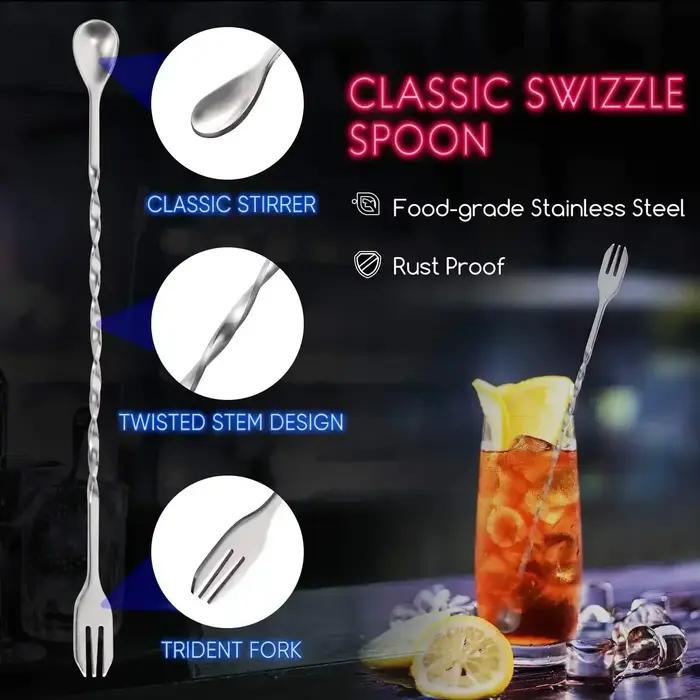 Muddler à cocktail et cuillère à mélanger en acier inoxydable