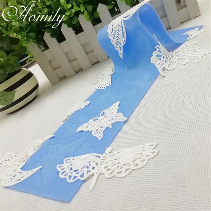 Aomily-Moule en silicone en dentelle papillon pour gâteau de mariage, outil de cuisson spectaculaire, mousse, sucre, glaçage, polymère, tampon