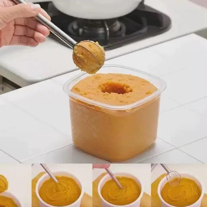 Bâton d'agitation Miso en acier inoxydable 304, fouet à Double tête, tondeuse manuelle de crème, cuillère à remuer, mélangeur de qualité alimentaire, outil de cuisine