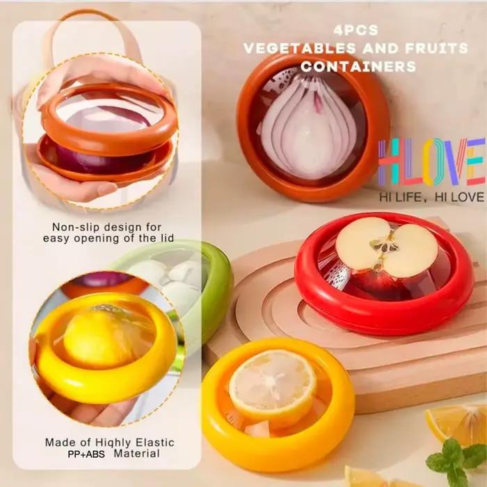 Conserves de fruits et légumes Conteneurs à couvercle transparent - Rouge Vert Orange Jaune Gardeurs scellés pour Avocat Tomate Oignon Citron