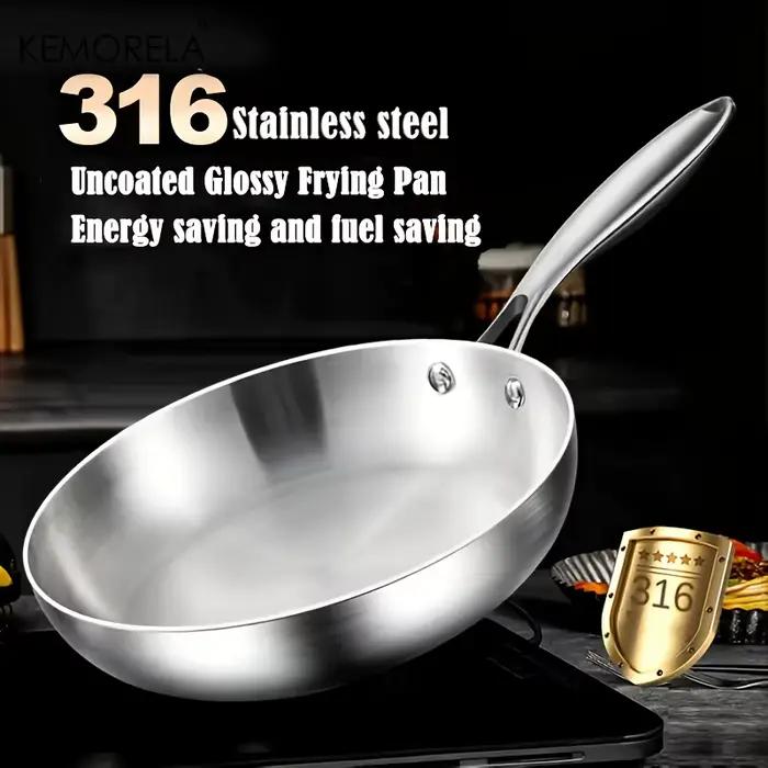 Poêle à frire en acier inoxydable Kemorela design poli miroir pour cuisinière à induction et gaz occasions spéciales cuiseur durable facile d'entretien