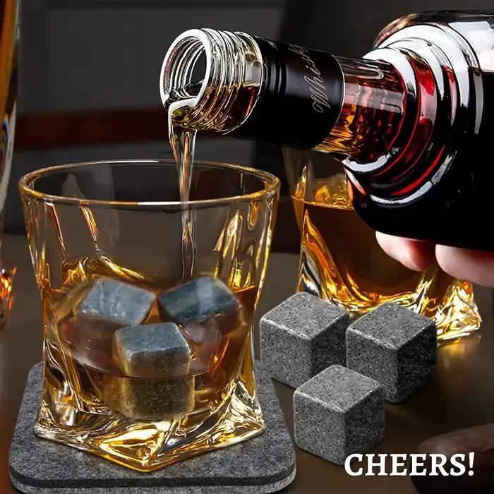 Pierres glacées réutilisables pour whisky en cristal élégantes pour dégustation de vin, café et boissons fraîches occasions spéciales et cadeaux festifs