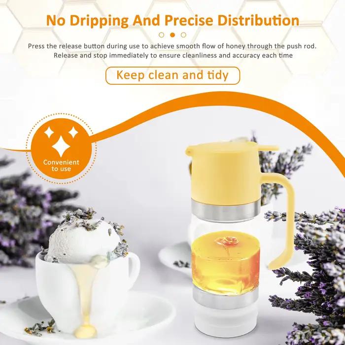 Distributeur de miel en verre avec poignée, sans goutte à goutte, pot de sirop d'érable, bouteille d'huile multifonctionnelle, outil de cuisine