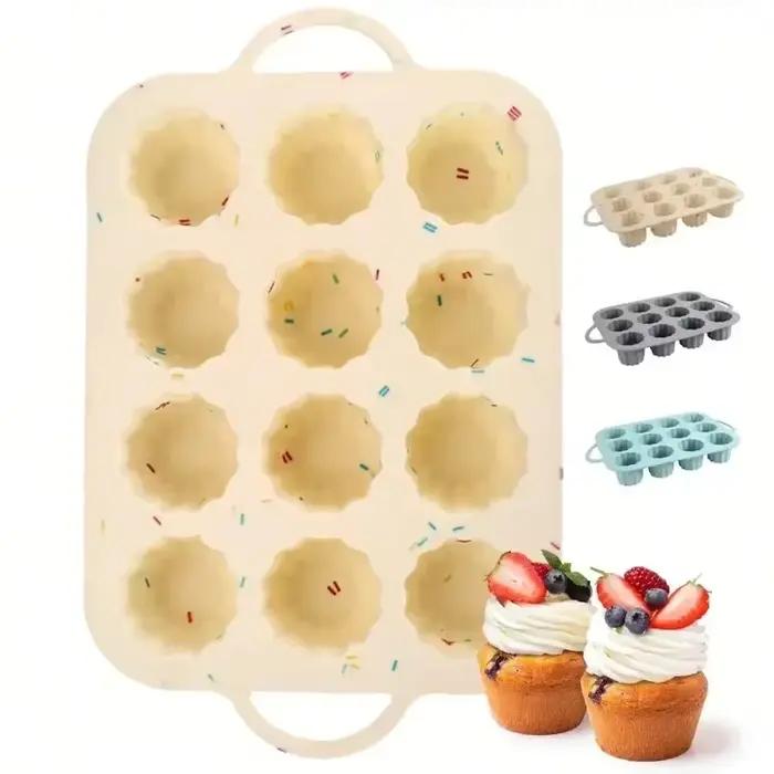Moule à gâteau en silicone 12 tasses antiadhésif pour muffins gâteaux bombes grasses brownies tarte occasion spéciale cuisine pâtisserie