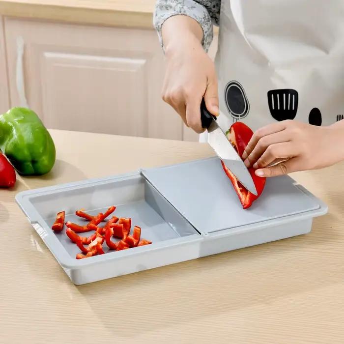 Planche à découper pliable multifonctionnelle avec passoire, planche à découper de cuisine, panier de lavage, vidange, outils de cuisine