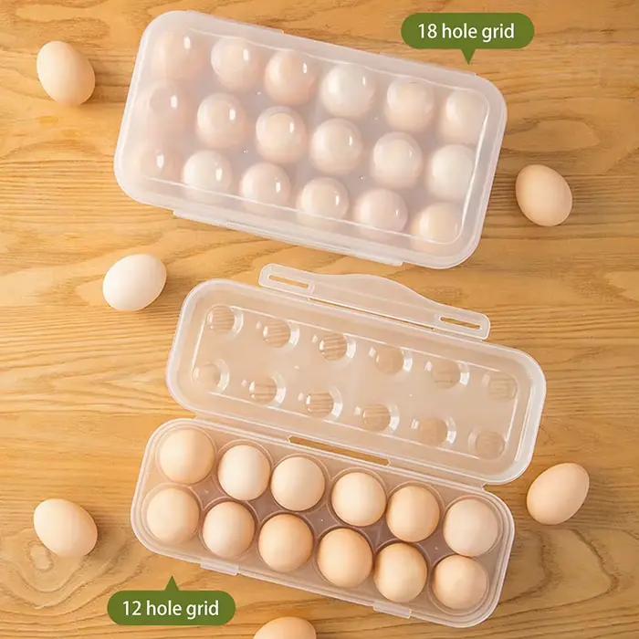 Support à œufs pour réfrigérateur 12/18 compartiments en plastique robuste avec couvercle hermétique pour la maison et les activités extérieures