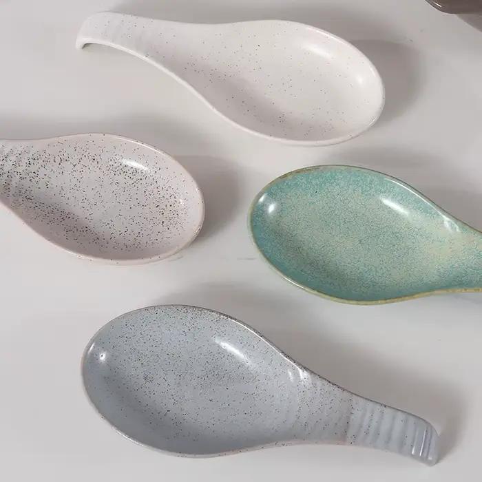 Repose-cuillère en porcelaine, porte-ustensiles en céramique pour dessus de cuisinière, organisateur d'outils de cuisine de comptoir, pinces à louche spatule