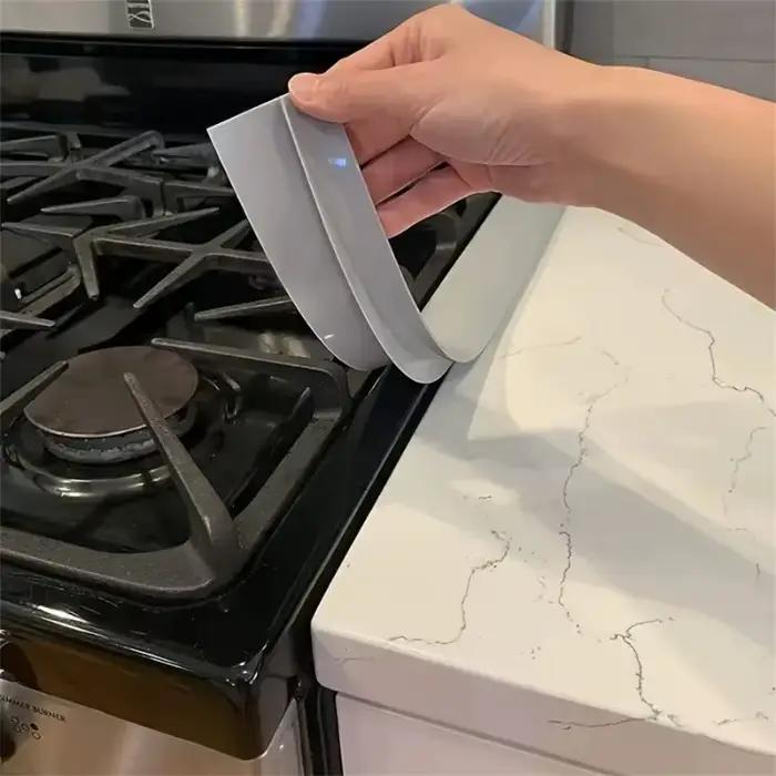 Bande d'étanchéité en silicone pour cuisinière à gaz, bande anti-graisse et anti-taches pour cuisine, insert en silicone, accessoires de cuisine