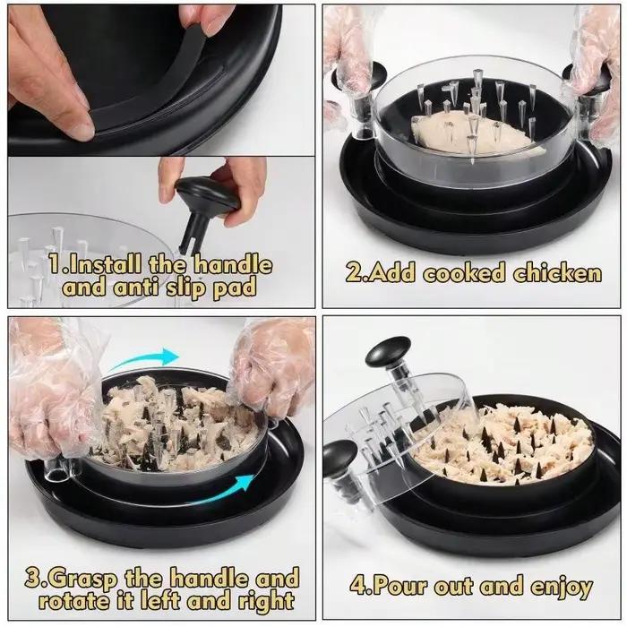Outil de broyage de viande et de volaille, hachoir de viande, broyeur de poulet professionnel, base antidérapante, laver en machine, pour la cuisine et les occasions spéciales