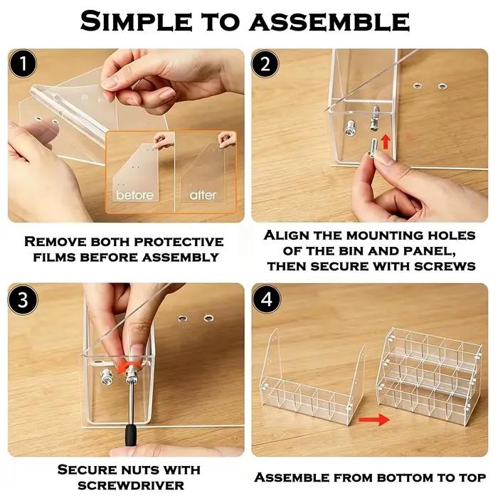 Boîte de rangement à plusieurs niveaux de grande capacité | Organisateur en acrylique facile à assembler pour garde-manger, thé et fournitures de bureau