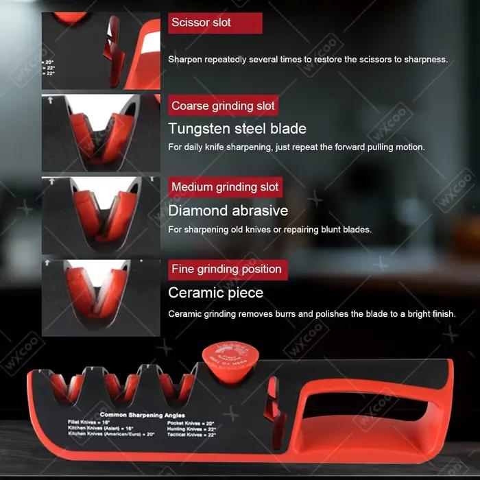 Affûteur de couteaux professionnel 4-en-1 avec réglage d'angle pour la cuisine