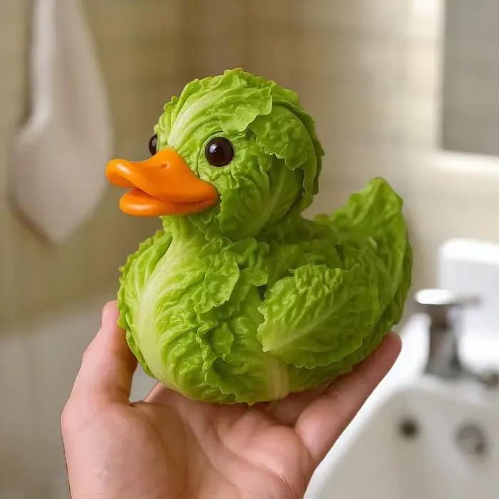 Oeuvre d'art en résine de canard de chou peculiar, Figurine d'animal inspirée de légumes nouveauté, cadeau de décoration de bureau drôle