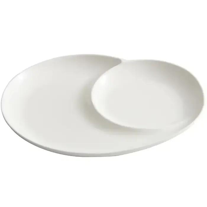 ECHmonopolsushi en céramique avec plat de vinaigre, plaque de séparation en spirale blanche, frites créatives pour hôtel et restaurant avec assiette 238
