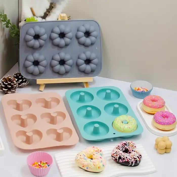 Lot de 3 moules à donuts en silicone à 6 cavités