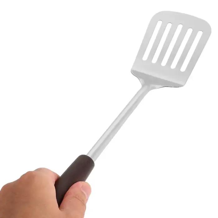 Kit d'ustensiles de cuisine en acier inoxydable avec manche en bois