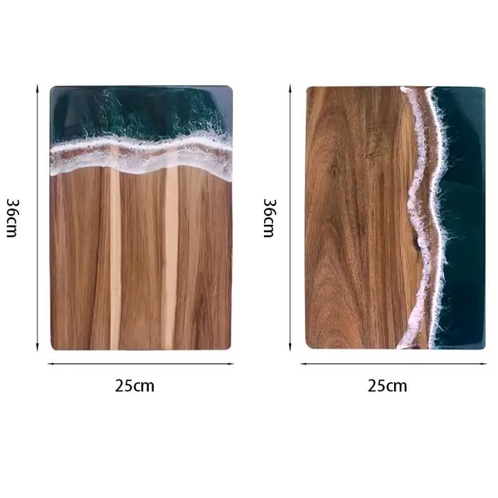 Planche à découper en bois d'acacia avec résine ondulée