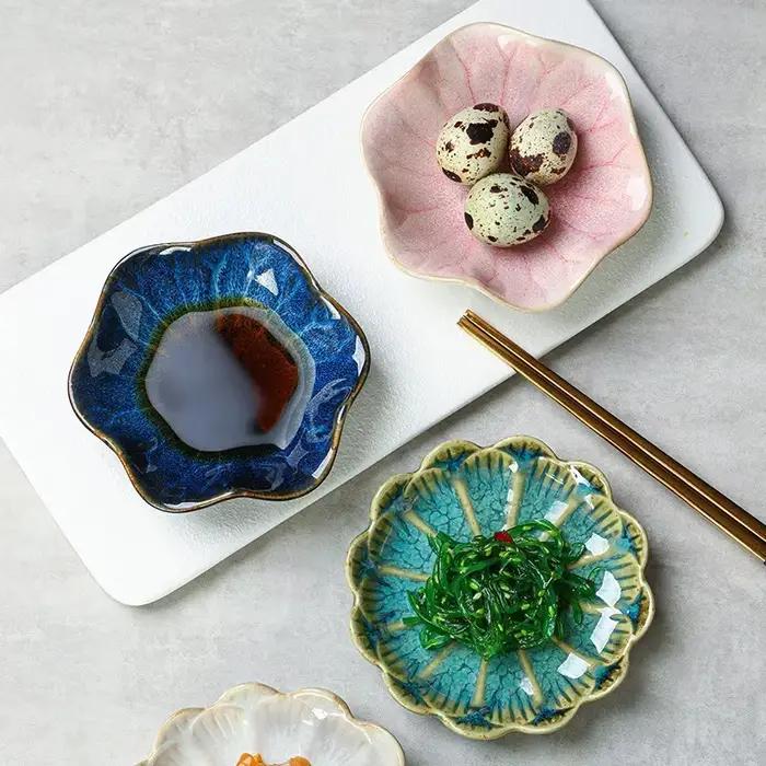 Assiette en céramique japonaise rétro four glaçure Barbecue Mini plat à tremper Sashimi Sushi Sauce soja plats maison bureau Snack assiettes nouveau