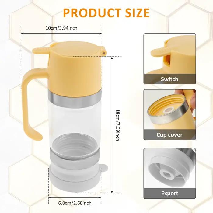 Distributeur de miel en verre avec poignée, sans goutte à goutte, pot de sirop d'érable, bouteille d'huile multifonctionnelle, outil de cuisine