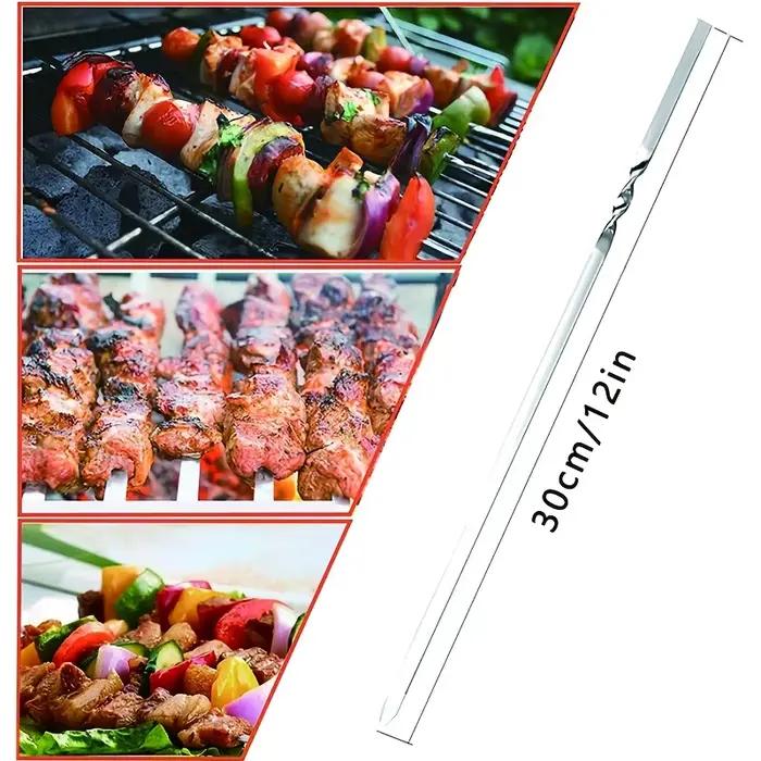 Brochettes de Kabob plates en métal et acier inoxydable