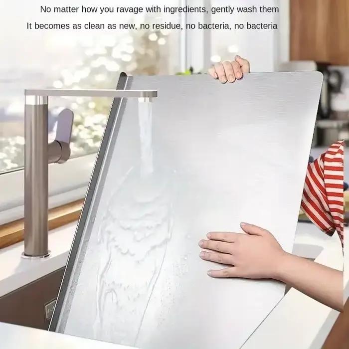 Planche à découper pliante en forme de L, planche à découper double face en acier inoxydable, panneau de coupe et de pétrissage de fruits ménagers de cuisine