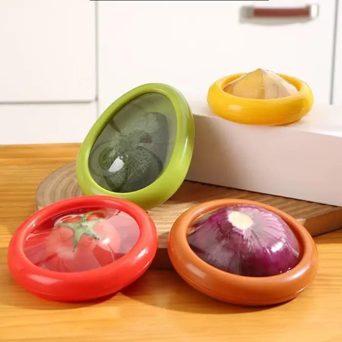 Boîte de rangement de cuisine réutilisable, récipient de légumes, Mini oignon d'avocat pour la cuisine, fruits frais, boîte de rangement pour réfrigérateur, design moderne, imperméable, plastique, gris foncé, gris clair, prune, vert clair