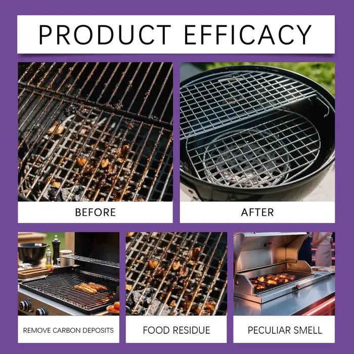 Nettoyant pour grille de barbecue 120 ml, nettoyage puissant, élimine la graisse tenace, élimine les dépôts de carbone, formule sûre, ne fait pas de dommages au barbecue