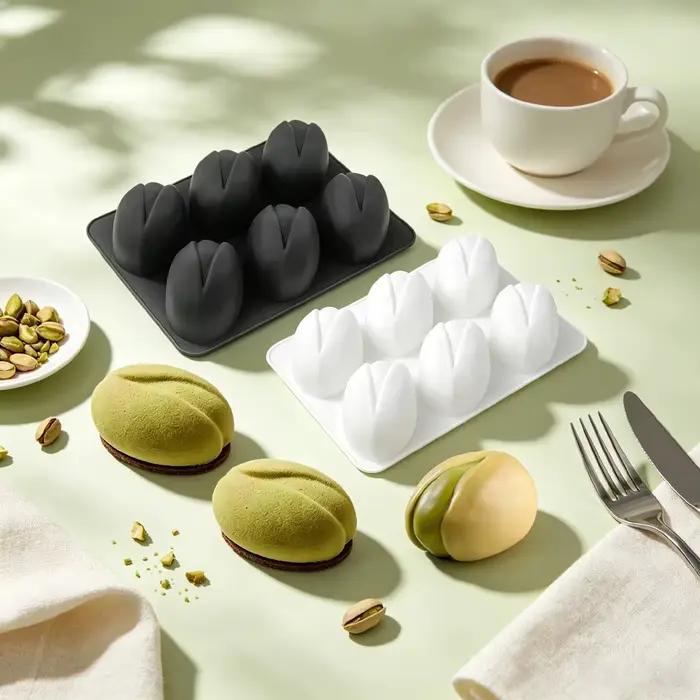 Moule en silicone 1/6/12 cavités en forme de pistache avec coquille pour gâteaux mousse, chocolat, savon – Qualité alimentaire – Outils de pâtisserie pour la cuisine