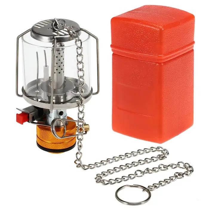 Lanterne à gaz portable pour le camping en plein air, allumage piézoélectrique, mini lampe de tente à gaz avec 3 mèches et adaptateur, lanterne à gaz portable