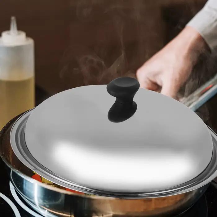 Couvercle de casserole en acier inoxydable de 38 cm, anti-brûlure, anti-débordement, outil de cuisine, gadget de cuisine, couvercle de poêle, couvercle de casserole, outil de cuisson