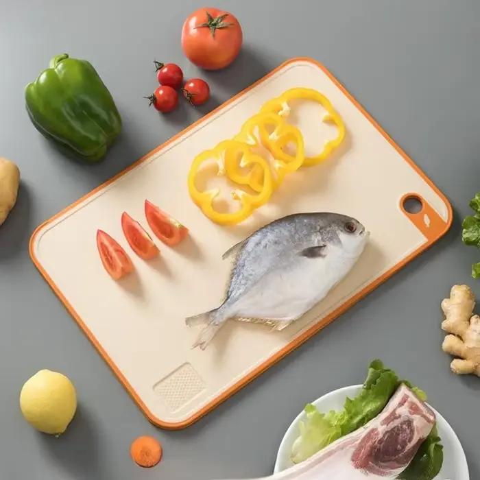 Planche à découper antibactérienne Double face en paille de blé, planche collante multifonctionnelle en plastique antidérapante Anti-moisissure pour la cuisine de la maison