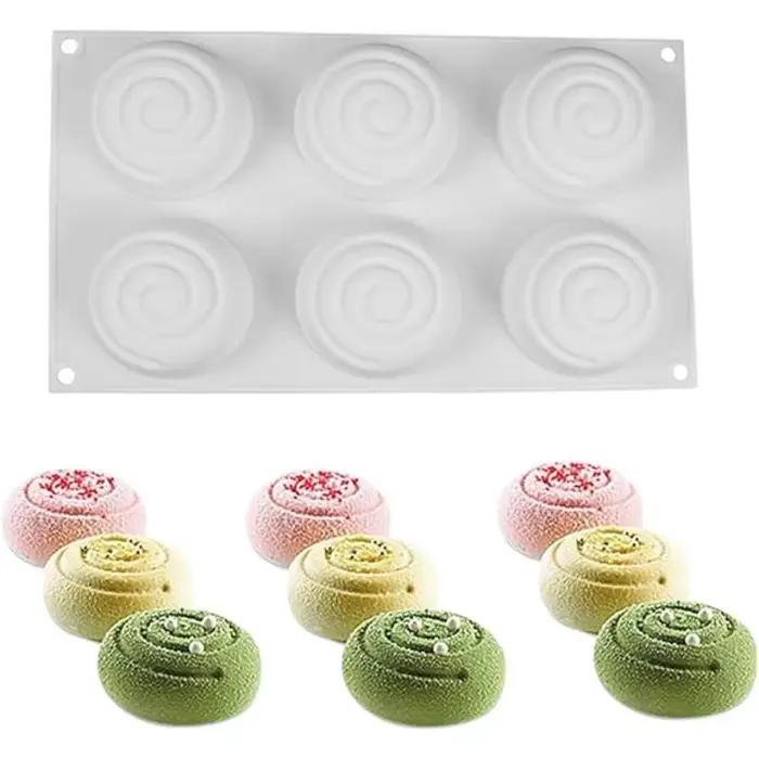Moules en rouleau de cannelle en Silicone, 6 trous, boucle Vortex, gâteau Fondant, Dessert, pain au chocolat, ustensiles de cuisson, outils de décoration