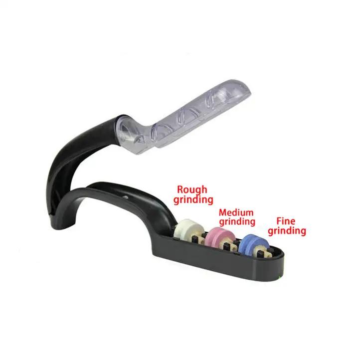 Aiguiseur d'outils professionnel à 3 étapes avec poignée antidérapante, pierre à aiguiser pour couteaux de cuisine et de jardin, pour lame de chef, senior, adulte