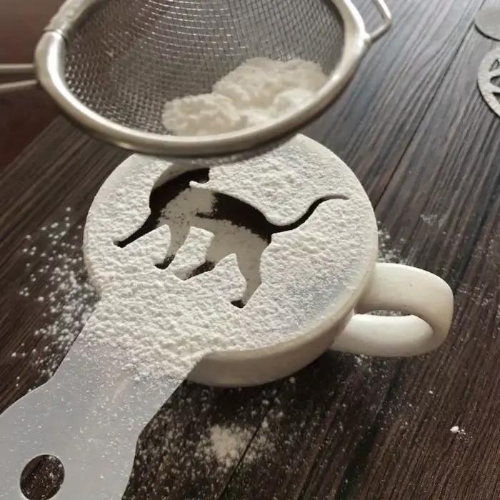 Ensemble de pochoirs d'art Latte professionnels, pour café, Cappuccino, gâteau, biscuits, décoration, moules de peinture en aérosol pour Desserts de vacances