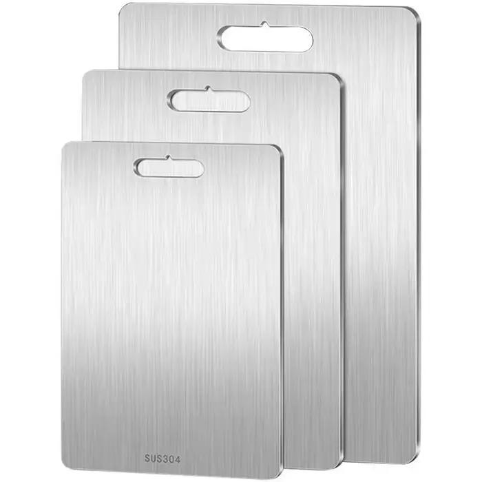 Planche à découper double face en acier inoxydable, antifavorable, épaissie, pâte à rouler, ménage
