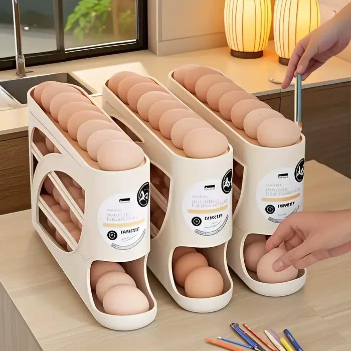 Porte-œufs pour réfrigérateur – Support coulissant à 4 niveaux pour 30 œufs | Organisateur de cuisine peu encombrant |