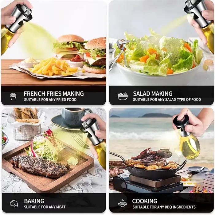Pulvérisateur d'huile d'olive pour la cuisson, verre de 200ml, huile végétale avec entonnoir, cuisson, friture, barbecue