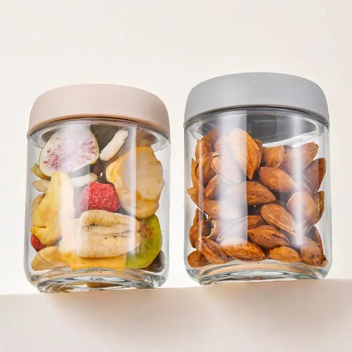 Conteneurs d'avoine de nuit de 480ml et 16oz, outil de stockage des aliments à large bouche, bol à yaourt avec couvercles, récipients alimentaires pour collation, épices, sucre
