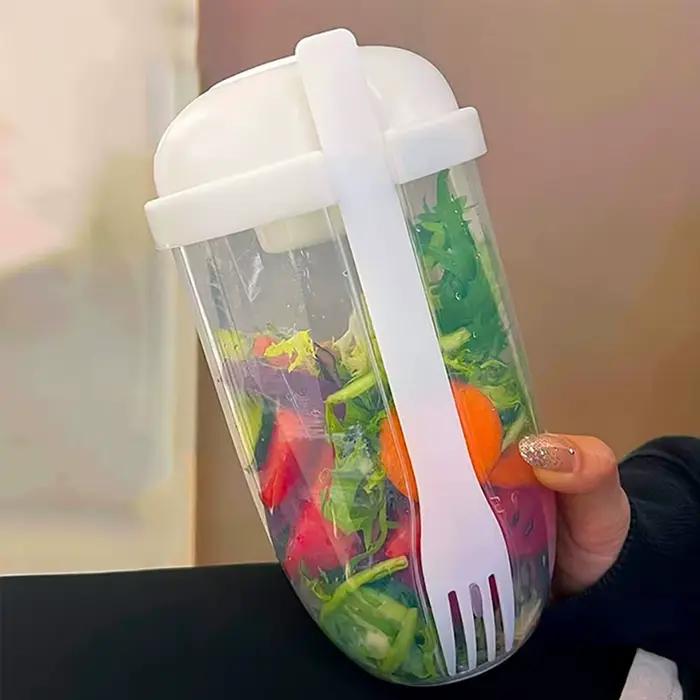 Tasse à salade portable avec fourchette et couvercle, bouteille de fruits, légumes, petit-déjeuner, transport pour le travail, voyage, pique-nique, bouteille de nourriture pour l'école et le camping