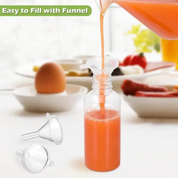 Mini bouteilles de gingembre en plastique réutilisables de 2oz, 16 paquets, bouteilles de jus étanches avec couvercles pour échantillons de jus, d'huile et de liquide