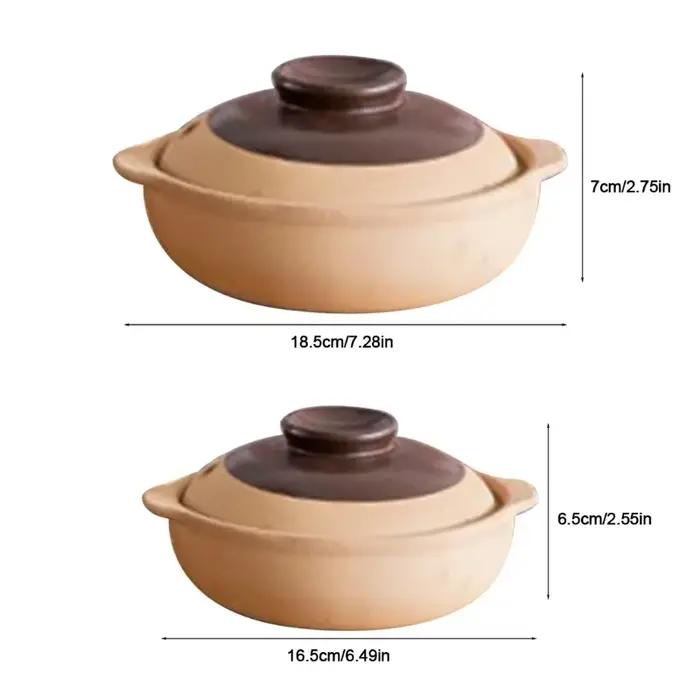 Casseroles Résistantes à la Chaleur pour Riz, Porridge, Lait, Soupe, Argile, Ragoût, Oreillettes, Poêle en Céramique, Cuisinière Électrique à Gaz, 500ml, 750ml