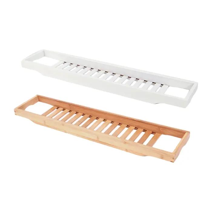 Support de bain en bambou élégant pour baignoire avec porte-savon, porte-serviettes et tablette holder pour détente à domicile